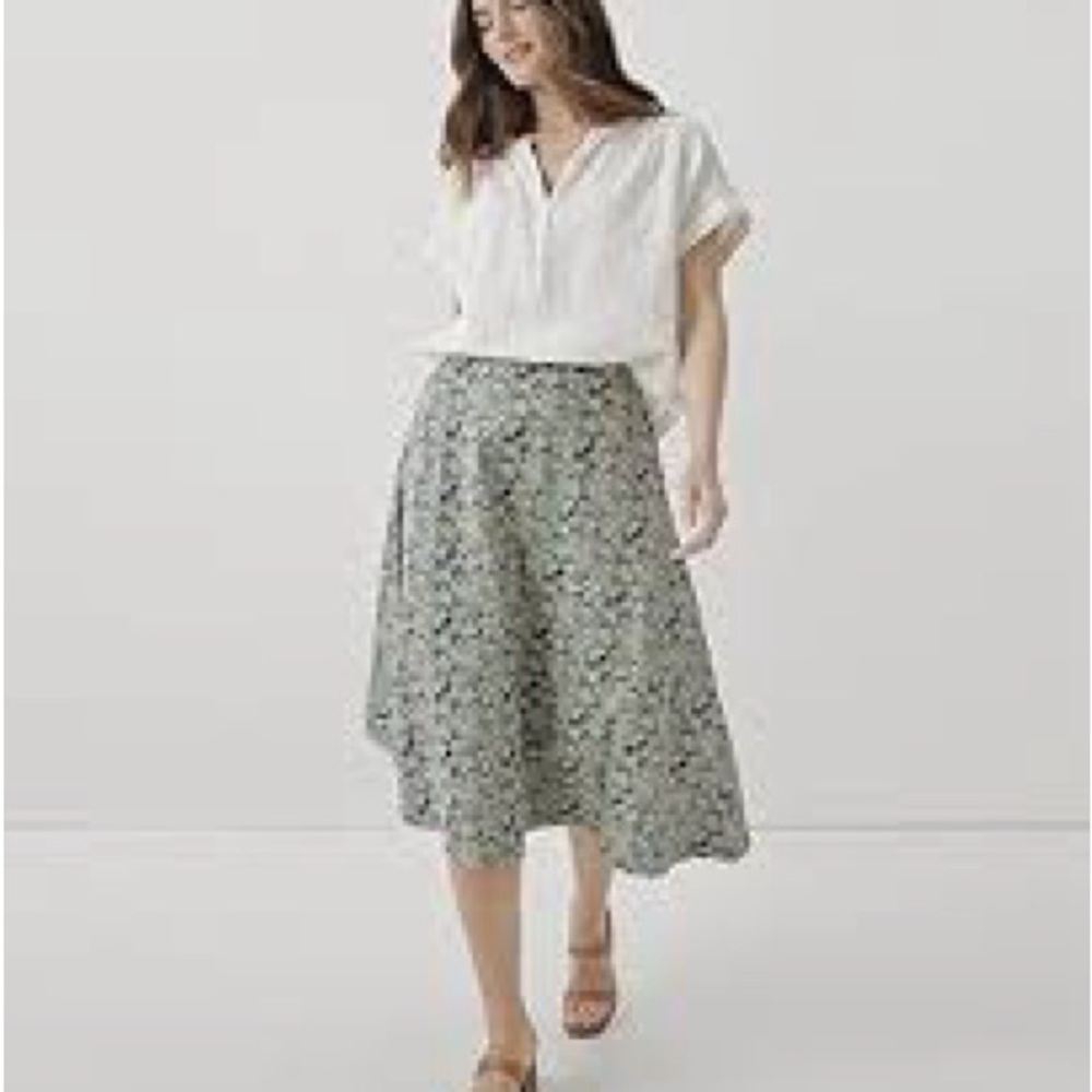 PACT Floral Fit & Flare Midi Skirt NWT
